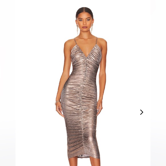Lover & Friends Metallic Ramona Midi Cocktail Dress - Picture 2 of 5